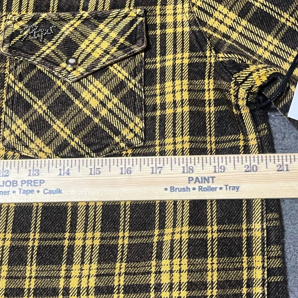 PrpsFlannel Shirt‎ Men Medium Brown Plaid Pearl Snap  Western Heavy Cowboy NEW